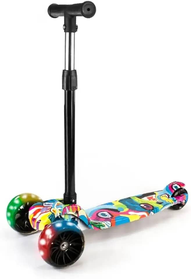 Patinete Infantil 3 Rodas Com Led Dobrável - Mega Compras