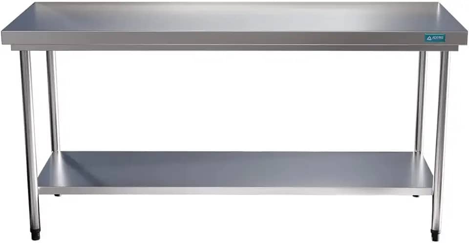 Mesa Bancada Em Aço Inox com Prateleira 150x60x85 Aço Rio
