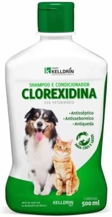 Shampoo Clorexidina Anti Seborreia Septico Queda Cães 5 Em 1