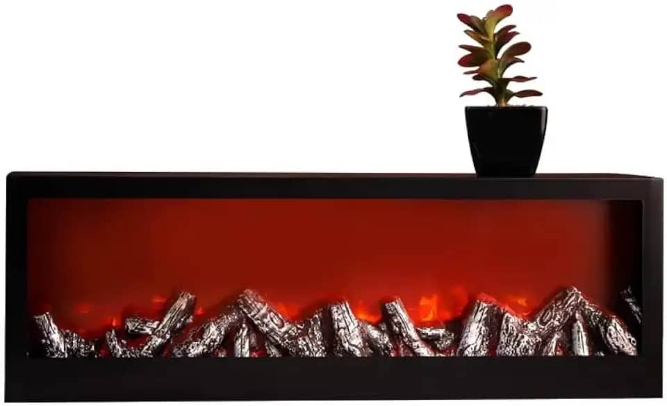 Lareira Elétrica Decorativa com Efeito de Chama LED, Design Moderno