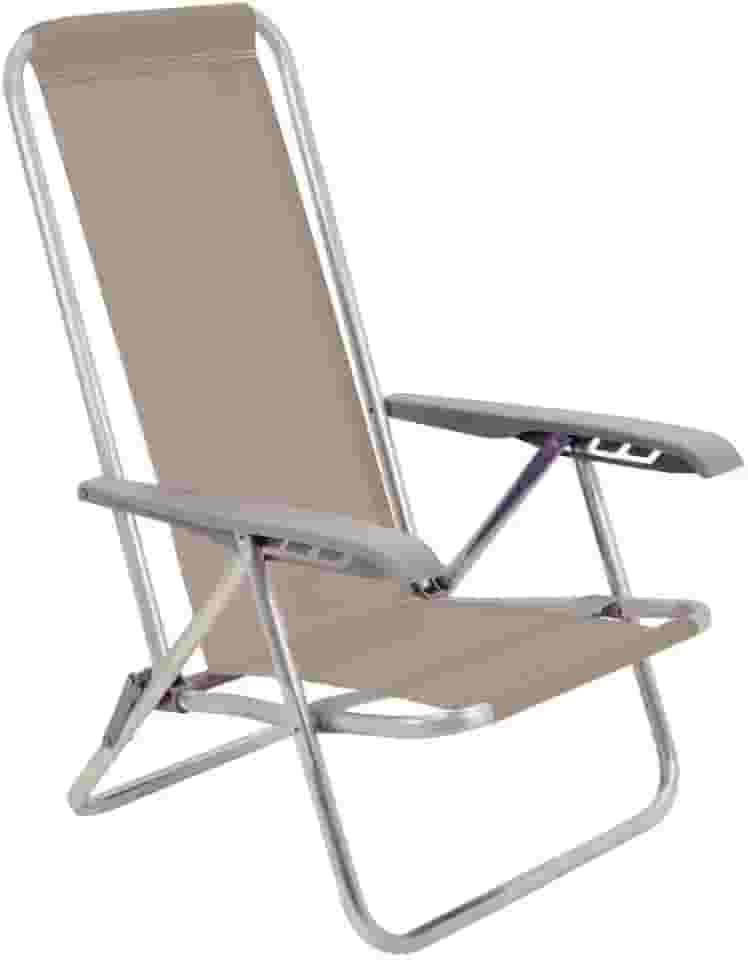 Cadeira de Praia Reclinável Tramontina Bali Baixa em Alumínio Camurça