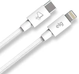 Cabo USB Tipo-C para Lightning em Tecido Trançado, 3A, 27W, 2 Metros, TCL20P-BR, ELG, Branco