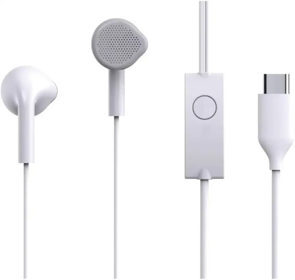 Fone de Ouvido Tipo C com Microfone Integrado, Design Ergonômico, Som Nítido e Equilibrado, Cabo 1.1M, Branco, 32 Ohms, Compatível Universal; Premium e Muito Conforto
