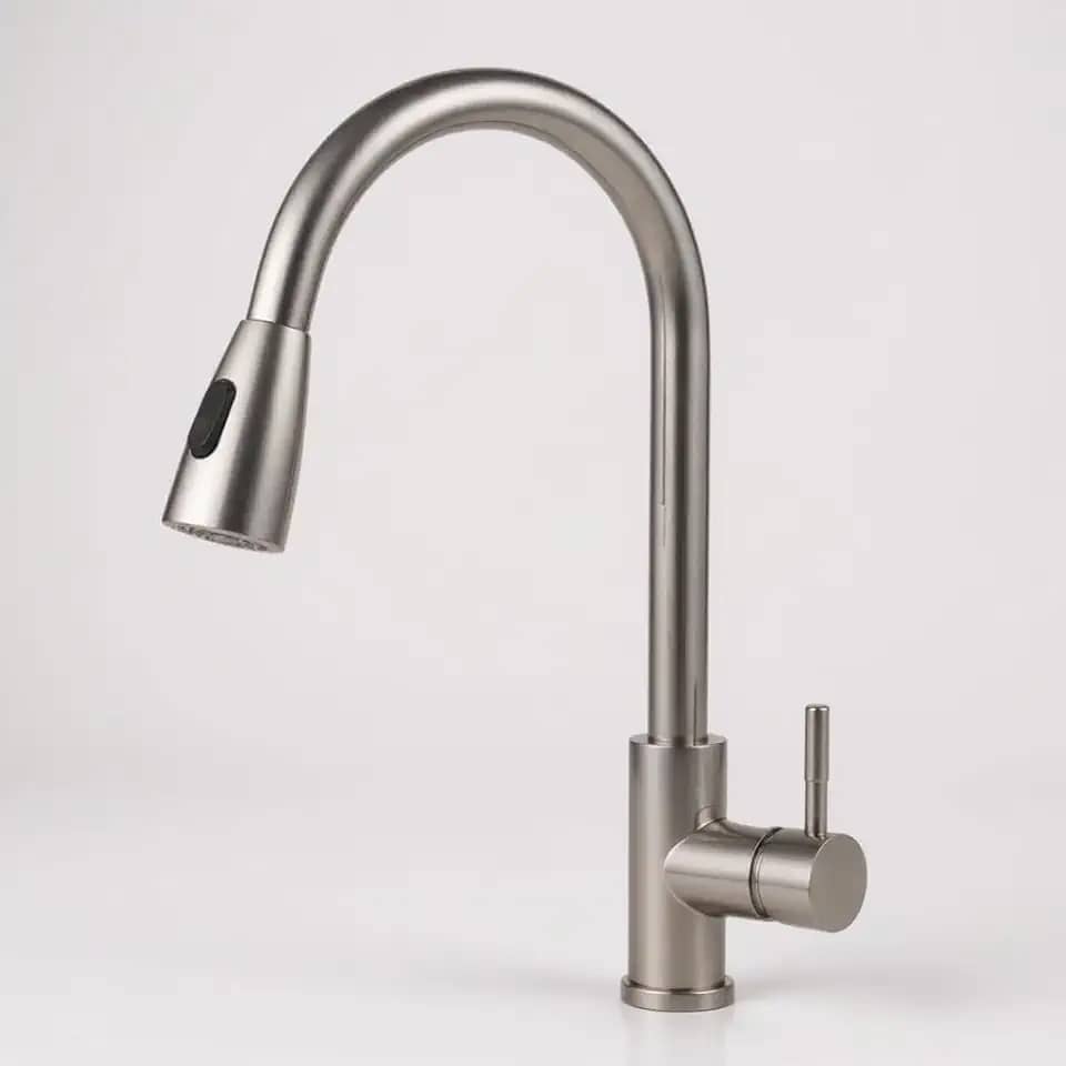 Torneira Gourmet Cozinha Aço Inox Escovado Monocomando com Ducha Retrátil e Bica Giratória 360° – Ideal para Alta Pressão, Quente e Frio, Ideal Pia e Bancada (Premium)