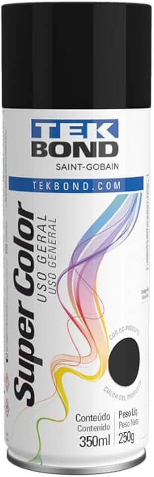 Tinta Spray Preto Fosco Aerossol TekBond Uso Geral 350ml/250g