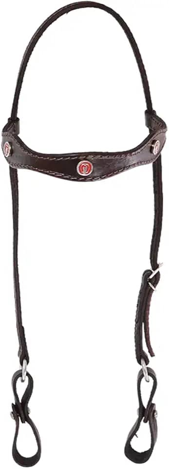 Cabeçada goianinha com testeira detalhada acessórios para cavalos super resistente feita de couro legitimo (Marrom)