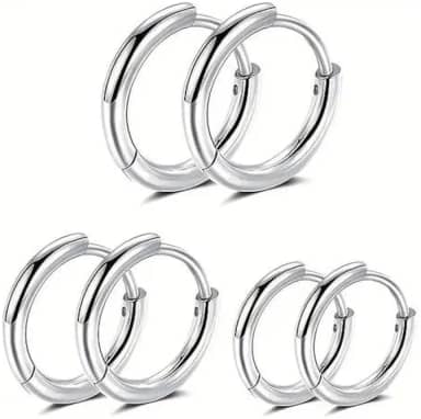 Kit trio de Brinco Argola de Aço e Inox Unissex - 3 PARES