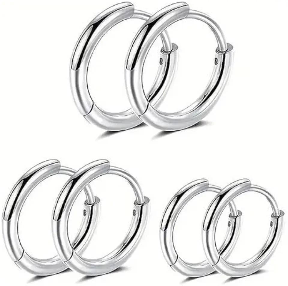 Kit trio de Brinco Argola de Aço e Inox Unissex - 3 PARES