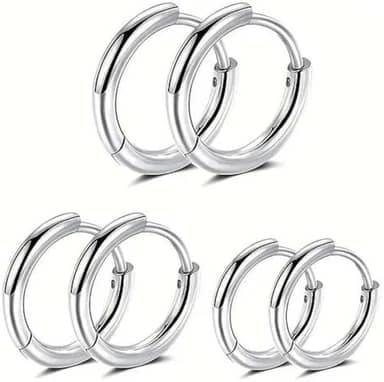 Kit trio de Brinco Argola de Aço e Inox Unissex - 3 PARES