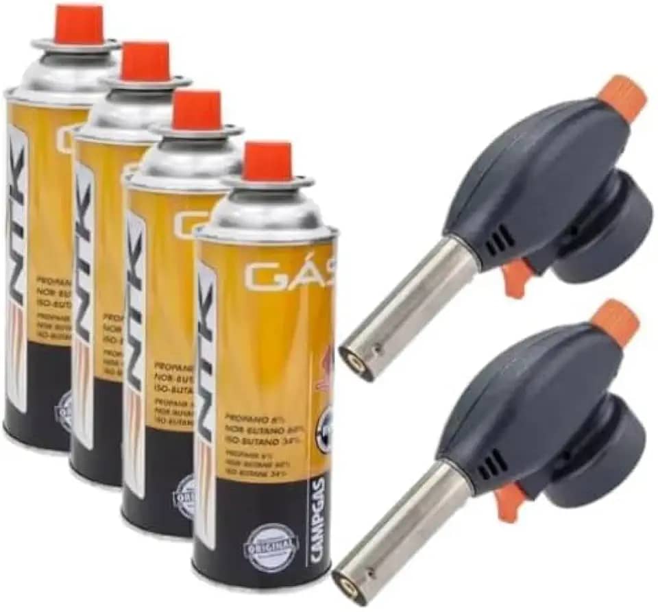 Maçarico Portátil com Regulagem de Chama, 1300°C, 19cm Altura, Compatível com Refil de Gás Butano, 110g, para Soldagem e Culinária