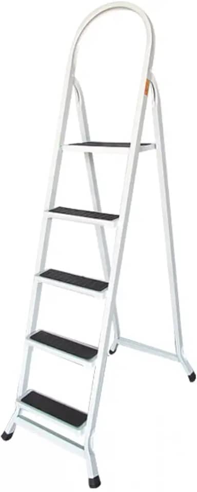 Escada de Aço 5 Degraus com Travas de Segurança - Dobrável e Leve Tipo Tesoura - Someway