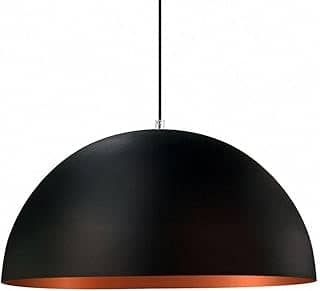 Lustre Pendente Meia Lua 40cm Alumínio Preto com Cobre AS LUMINARIAS