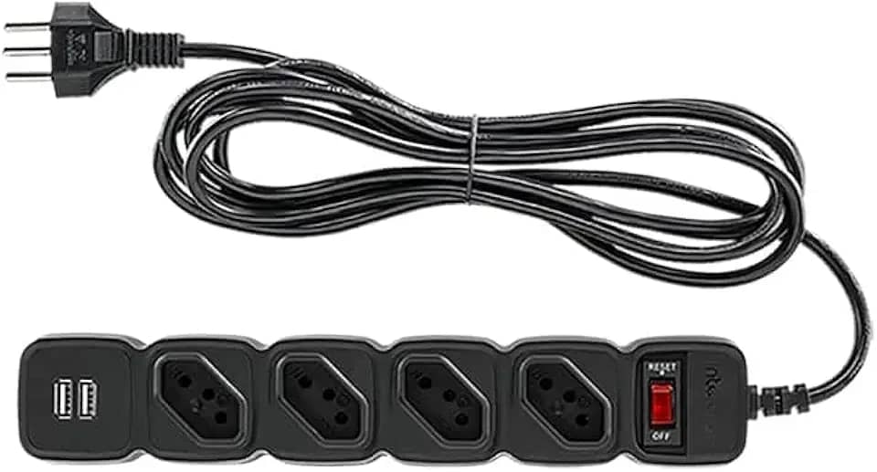 Filtro de linha com 4 tomadas e 2 entradas USB EPE 204+ Preto Intelbras