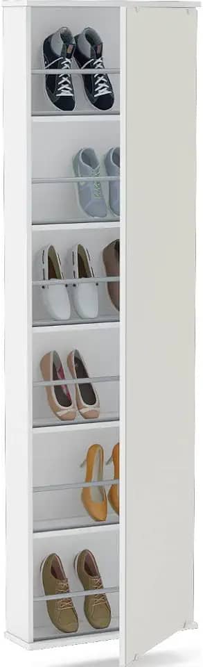 Sapateira Itabuna 1 Porta com Espelho e Prateleiras Branco Politorno