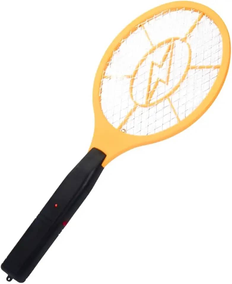 Raquete Elétrica Mata-Moscas Portátil 1 Unidade – Raquete Elétrica de Insetos para Mosquitos e Moscas - Seguro, Eficiente e Alça Antiderrapante