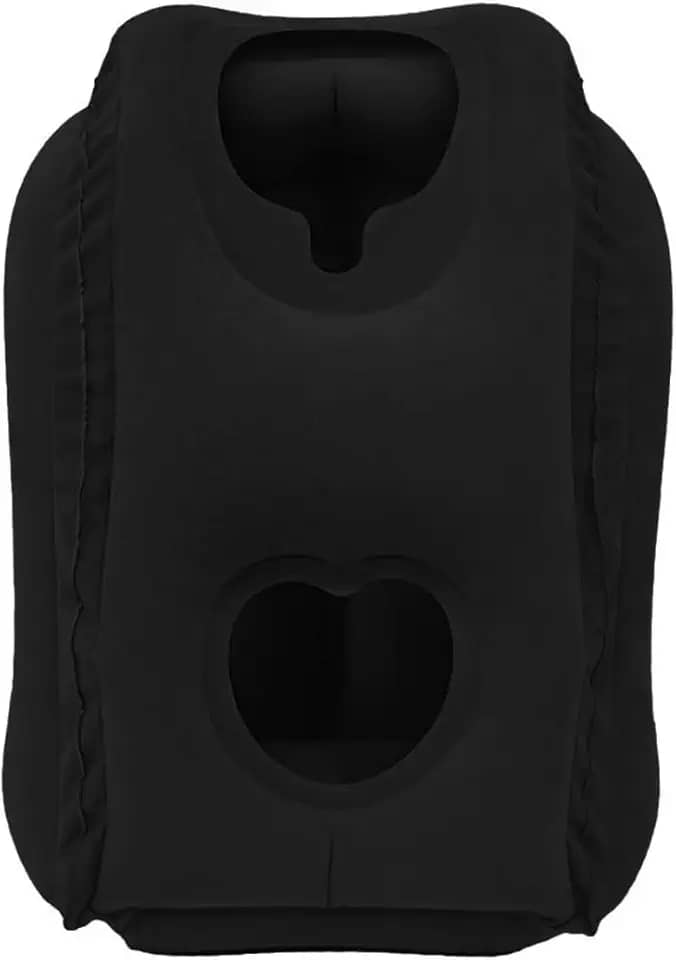 Almofada Viagem Inflável Travesseiro Descanso Dormir Suporte Cabeça Pescoço (Preto)