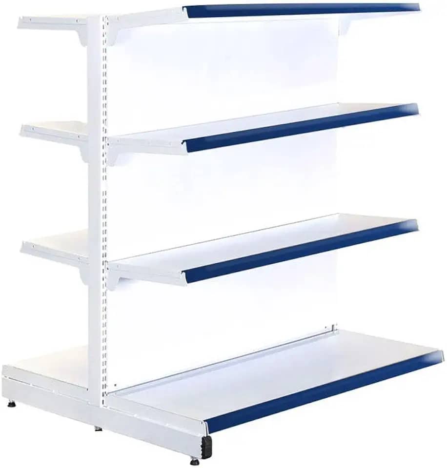 Gôndola Prateleira Supermercado 4 Níveis 40x30 New Plus 1,40m Central Continuação Azul - Sa Gôndolas