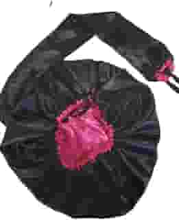 Touca Difusora de cetim ajustavel Preta com Pink