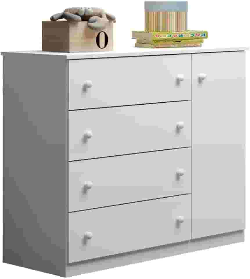 Cômoda Infantil Helena 01 Porta e 04 Gavetas Branco Phoenix