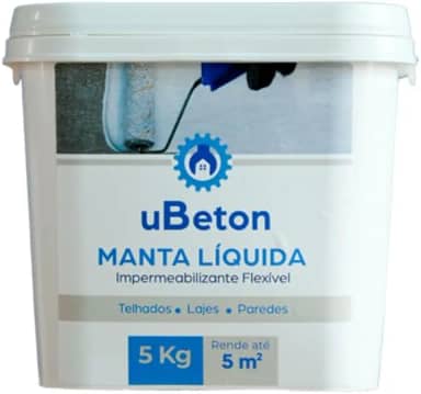 Manta Líquida Impermeabilizante Flexível Emborrachada - Parede Laje Telhado-Balde 5 kg - Ubeton