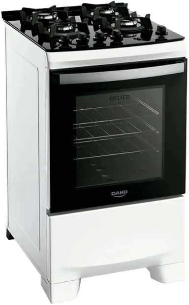 Fogão 4 bocas Dako Supreme Glass Branco Mesa de Vidro
