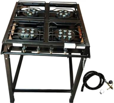 FOGÃO INDUSTRIAL 4 BOCAS ALTA PRESSÃO C/MANGUEIRA E REGISTRO - GENÉRICO - PRETO