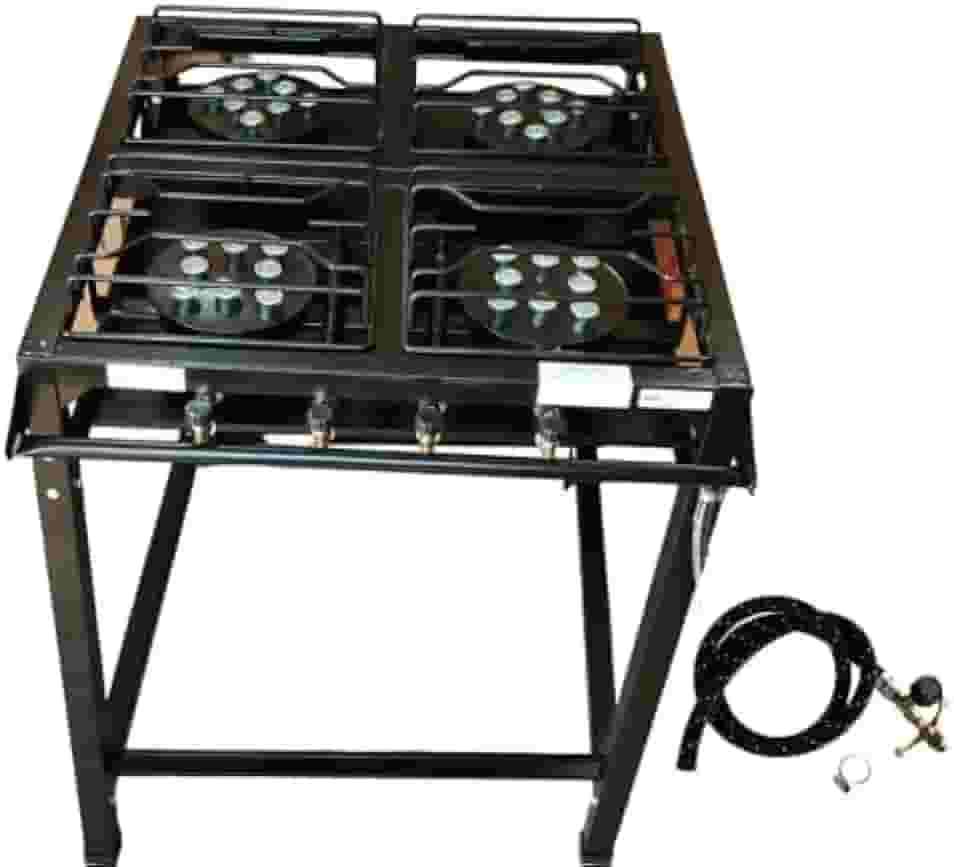 FOGÃO INDUSTRIAL 4 BOCAS ALTA PRESSÃO C/MANGUEIRA E REGISTRO - GENÉRICO - PRETO