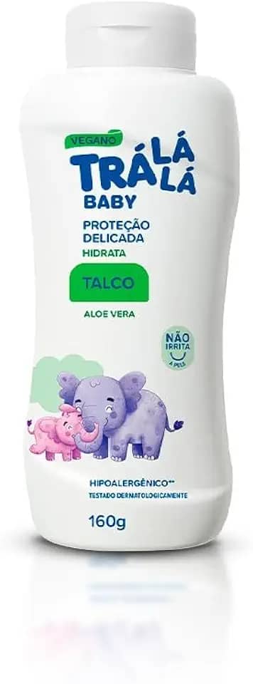 Trá Lá Lá Talco Hidrata Personagem Baby Branco E Verde 160 G