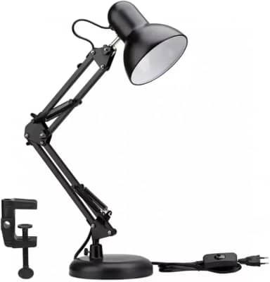 Luminária Mesa Articulada Tipo Pixar Preta - Ajustável 360° Garra Multifuncional Home Office Estudo