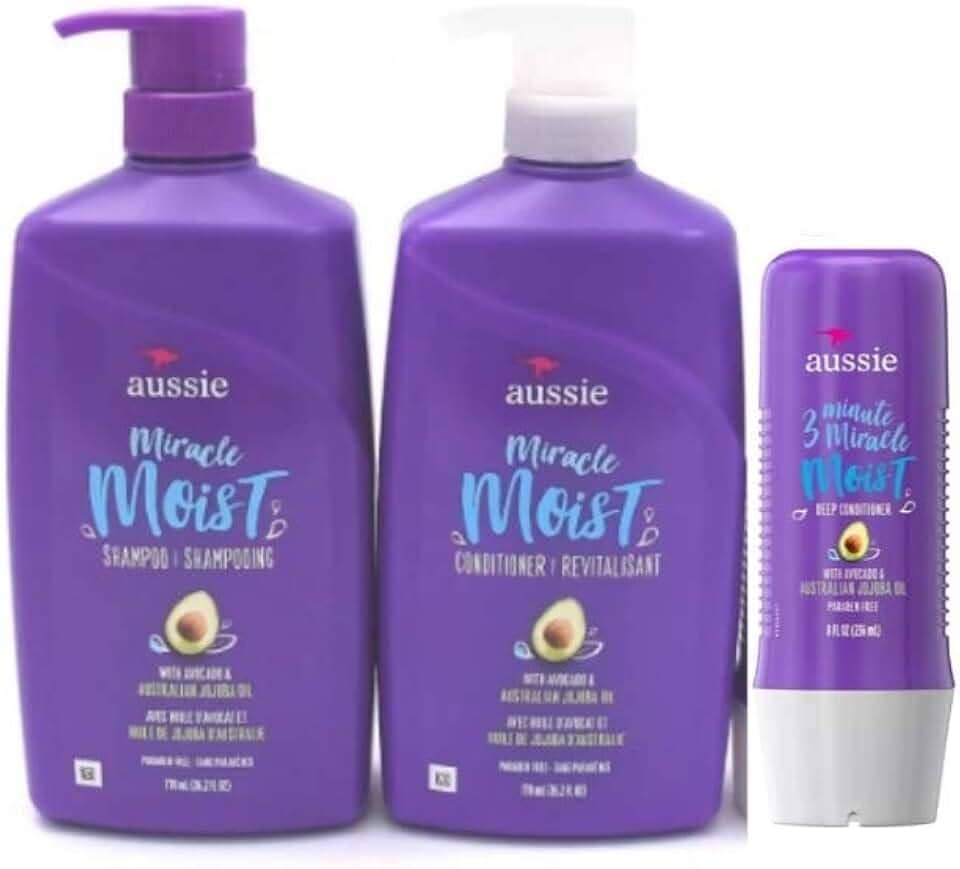 Aussie Kit Moist Shampoo, Condicionador 865ml e Mascara 236ml