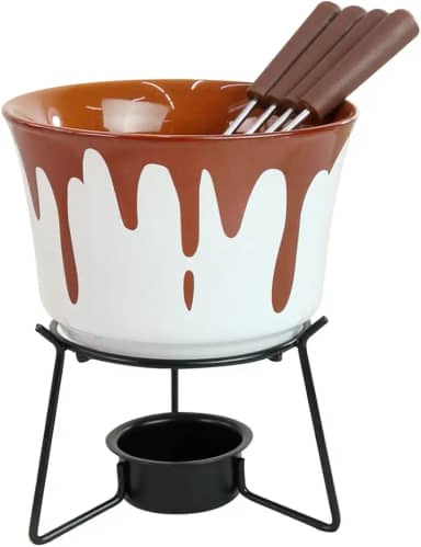 Conjunto Fondue Chocolate De Ceramica 6 Peças 385ml