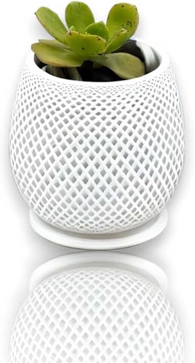 Vaso Poligonal Decorativo para Suculentas, Cactos, Branco (Branco)