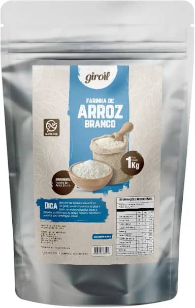 Farinha de Arroz Branco Sem Gluten 1 Kg