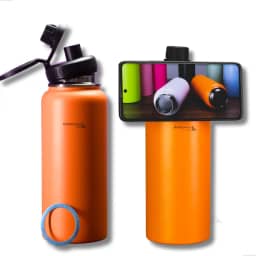 Garrafa Térmica Barganha Mix com Suporte Magnetico Duplamente Isolada a Vácuo, 1000ml, Mantém Bebidas Quentes por 12 Horas e Geladas por 24 Horas (p1666Laranja)