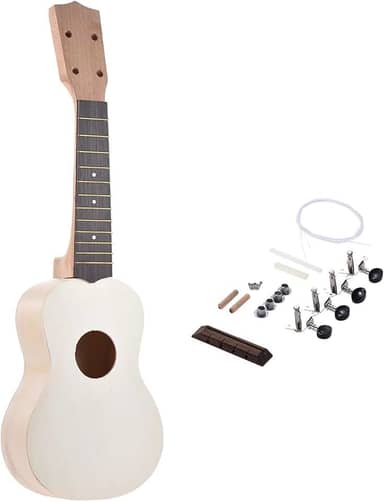 Ukuleles Ukulele Soprano Ukulele de 53 cm Kit DIY Corpo de Madeira de Bordo Ukelele Rosewood Fingerboard com Pegs String Bridge Nut Konsert Ukulele