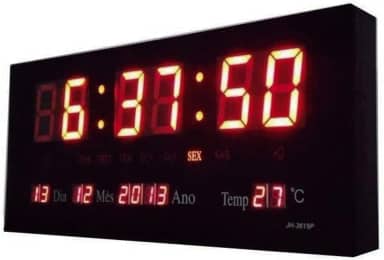 RELÓGIO de Parede LED Vermelho DIGITAL Alto Brilho com Termômetro Data e Hora 3x15x36