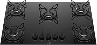 Cooktop 5 Bocas Atlas Agile Up Preto com Mesa de Vidro e Mega Chama Bivolt