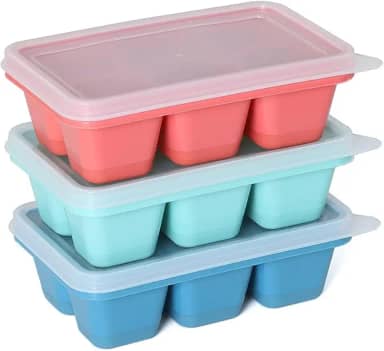 Forma De Gelo Silicone Com Tampa 6 Cubos - Kit 3 Unidades Ideal Para Papinha De Bebe Frutas Congeladas Cubos de Gelo (Cores sortidas)