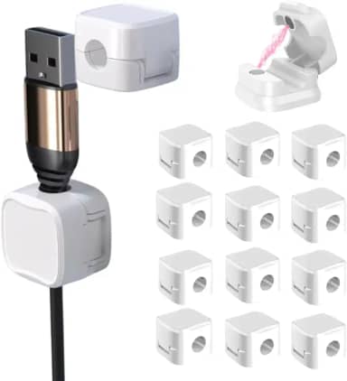 Organizador De Fios E Cabos Clips Magnetico Arrumador Cabo Chega de Cabos Caídos Pelo Chão (Branco, 12 unidades)