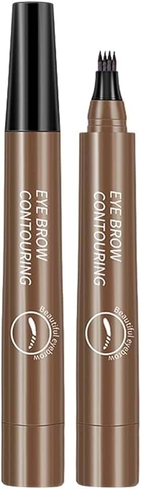 Caneta sobrancelha 4 pontas, à prova d'água - para sobrancelhas selvagens, secage rápida, sem manchas Cor Marrom Escuro