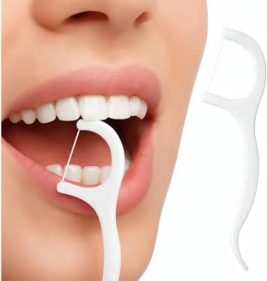 Fio Dental com Haste 2 em 1 Kit com 50 Unidades Portáteis para Limpeza Bucal Profunda Antideslizantes e Higiênicas Ideal para Viagens e Uso Diário Premium