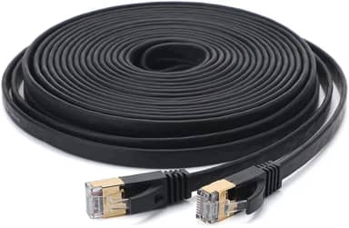 Cabo Ethernet Cat 7 32AWG Cobre livre de oxigênio 10 G s Alta Velocidade 600Mhz Largura de Banda Plana Rede de Internet LAN Patch Cord, Preto 25m POPQ