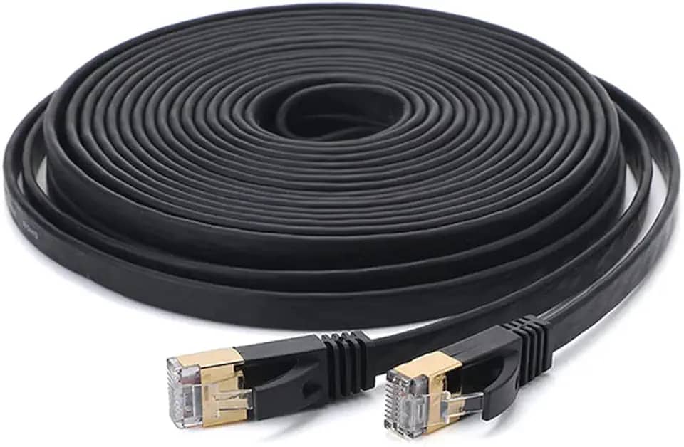Cabo Ethernet Cat 7 32AWG Cobre livre de oxigênio 10 G s Alta Velocidade 600Mhz Largura de Banda Plana Rede de Internet LAN Patch Cord, Preto 25m POPQ
