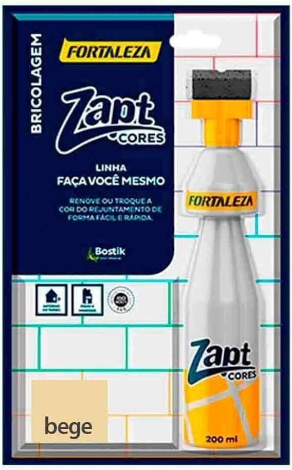 FORTALEZA Zapt Cores Bege – Tinta para Rejunte Acrílico Líquido – Renovador de Cor com Alta Cobertura – Para Cerâmica, Porcelanato e Pastilhas – Uso Interno e Externo – 200ml