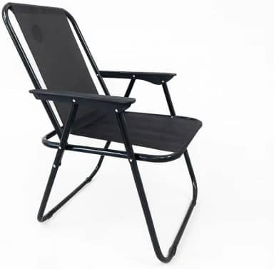 Cadeira De Praia Aço Inoxidável Reforçada Mola Suporta 120kg (Preto)