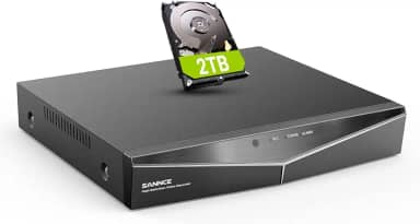DVR para câmera de segurança, SANNCE 5MP 8CH CCTV DVR com disco rígido de 2TB, gravador de vigilância H.264+ híbrido 5 em 1 para câmeras analógicas 8CH e 2CH IP, acesso remoto, detecção de movimento