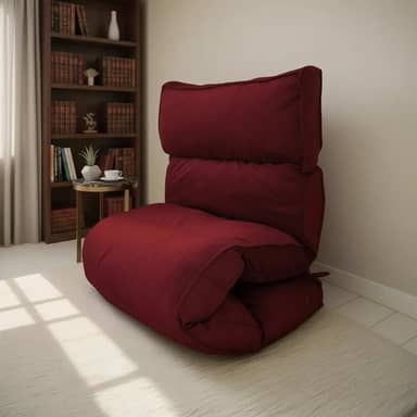 Futon Solteiro Dobrável 70x170cm Cor Vinho, Espuma Hiper Soft, Capa Removível e Lavável em Suede, Multiuso – Confort Linens