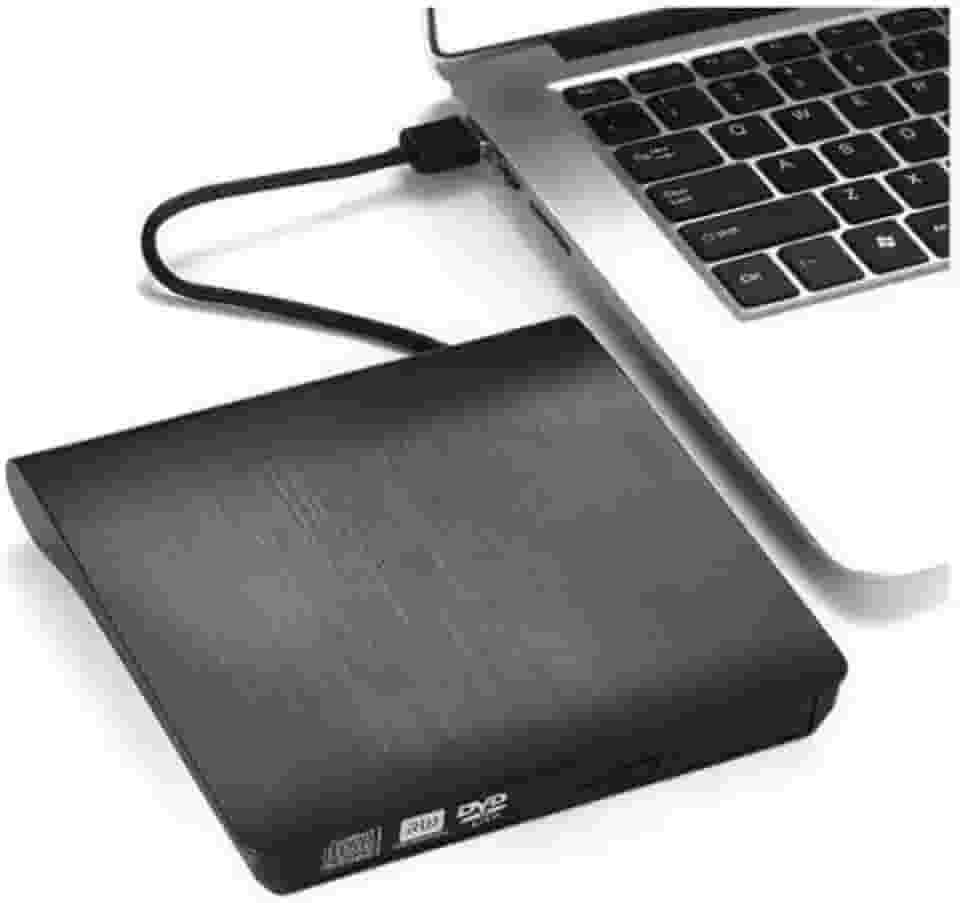 Gravador CD/DVD Externo USB 3.0, Preto, Slim, Compatível com Windows XP/Vista/7/8/10 e MAC OS, Desktop e Notebook, 142x146x17mm