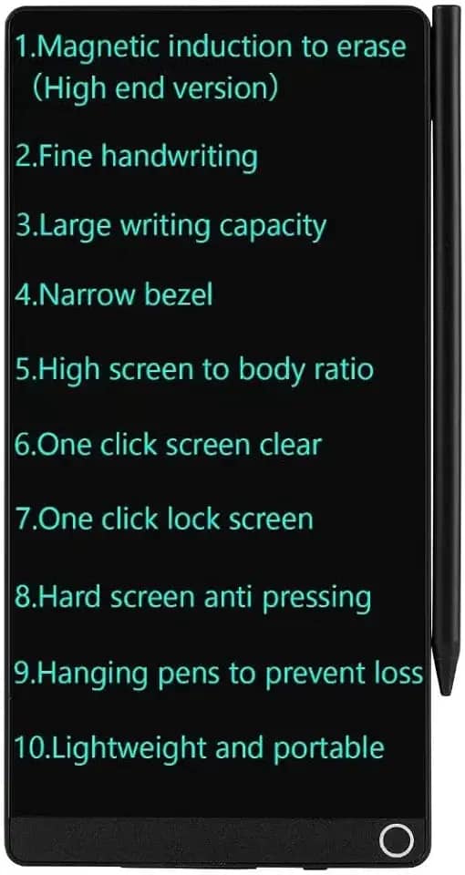 Mini tablet de escrita LCD atualizado, blocos de desenho eletrônicos reutilizáveis apagáveis de 16,5 cm, bloco de rascunho eletrônico, canetas para pendurar (preto)