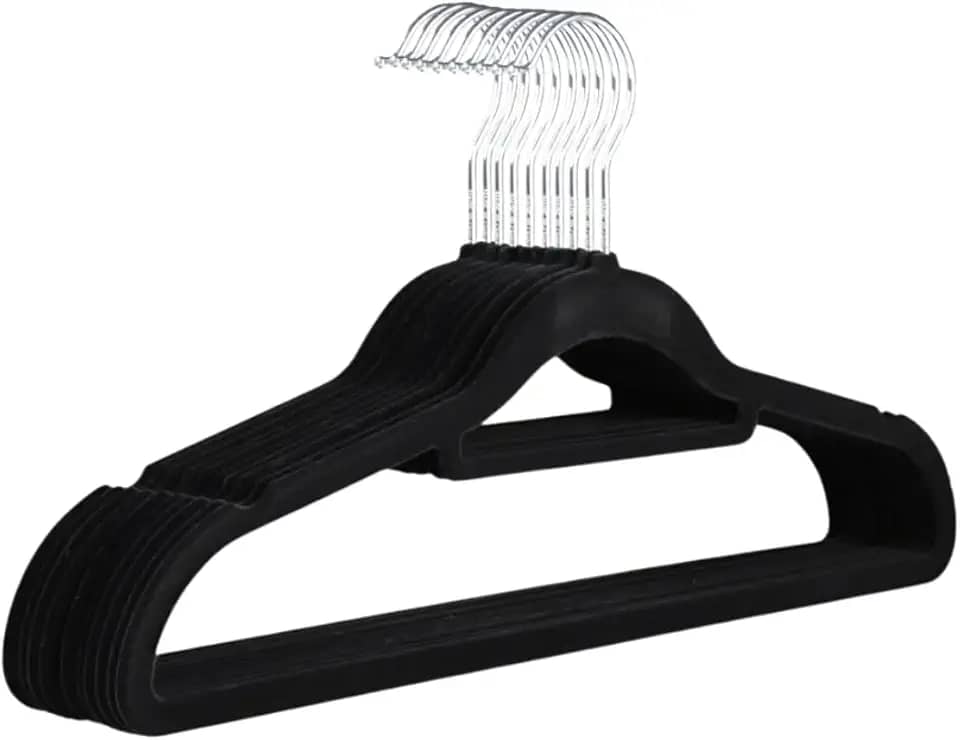 Kit 20 Cabide Veludo Preto Premium Adulto Camisa Calça Roupa